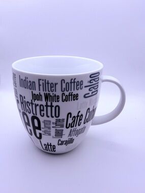 White Coffee Word-Print Ceramic Mug